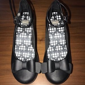 Melissa black rubber wedge heels